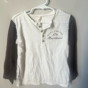 RYLEE + CRU White and Brown Long Sleeve Shirt